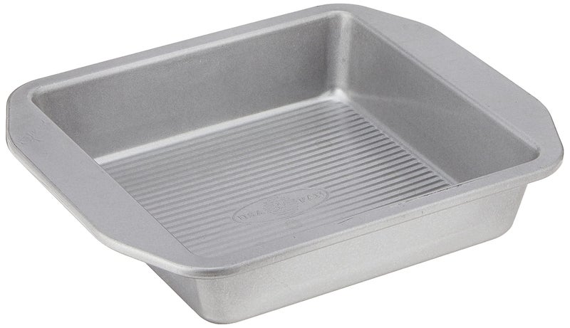 يو اس أيه بان USA Pan 1120BW-3-ABC-1 أدوات الخبز الأمريكية الكلاسيكية مقاس 8 بوصة للكيك المربع ووعاء البراوني المصنوع من الفولاذ المطلي بالألمنيوم - Image 1